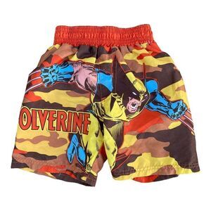 Marvel Comics Boys Size 2T Super Hero Swim Trunks Wolverine Lined Elastic.